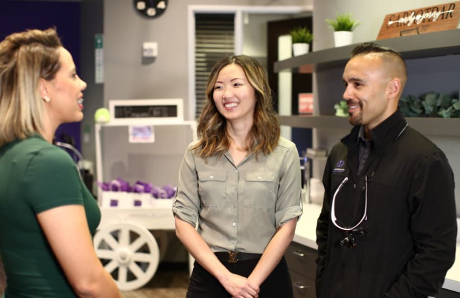 dr. and patient laughing