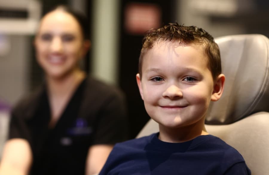 family smiling during visit